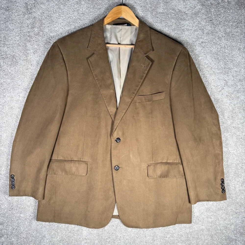 Jos A Bank Men's 44S Brown Microsuede Two Button Sport Coat Blazer Jacket